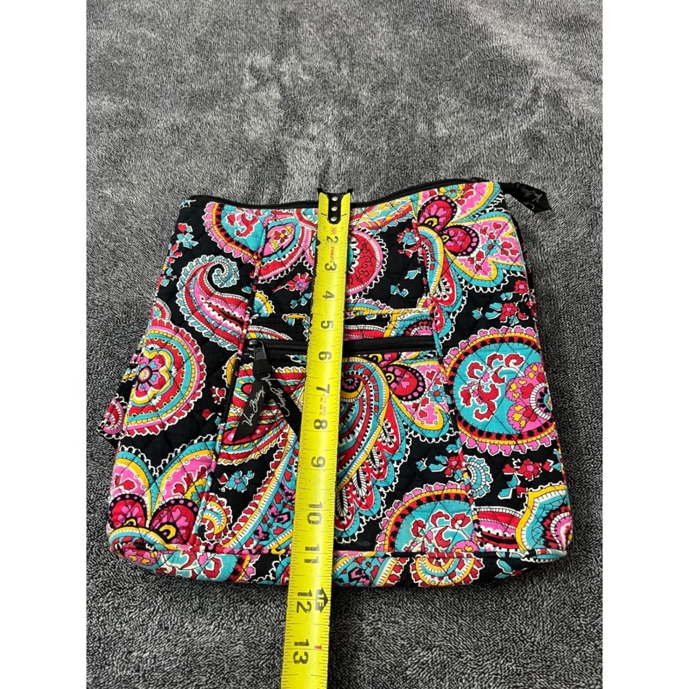 Vera Bradley Sun Valley Paisley Quilted Cotton Crossbody Bag Black Pink Blue - Picture 5 of 6